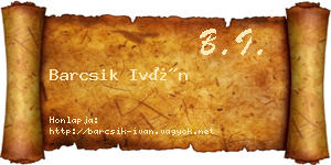 Barcsik Iván névjegykártya