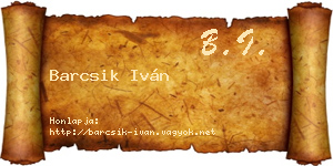 Barcsik Iván névjegykártya